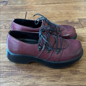 Dansko Janika Lace Up Leather Oxfords Comfort Shoes Wine Burgundy Size 38